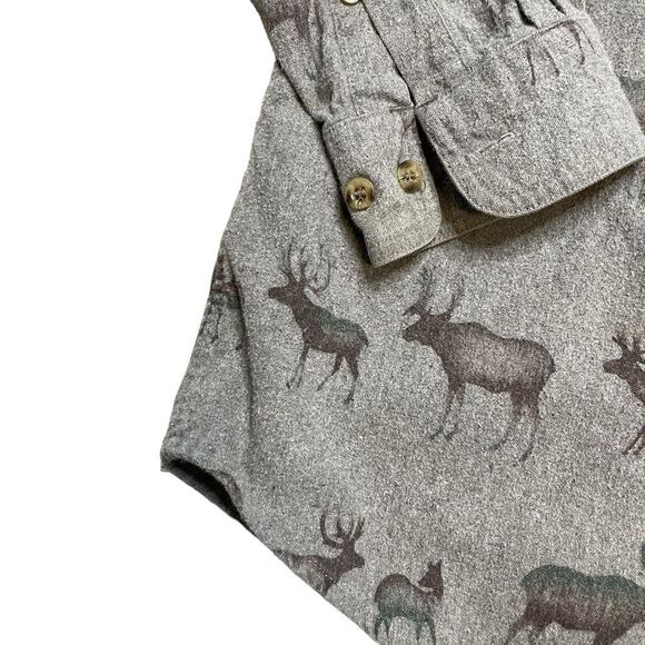 Vintage Woolrich Elk Button Down Shirt Gray Brown Size XL - Picture 4 of 7